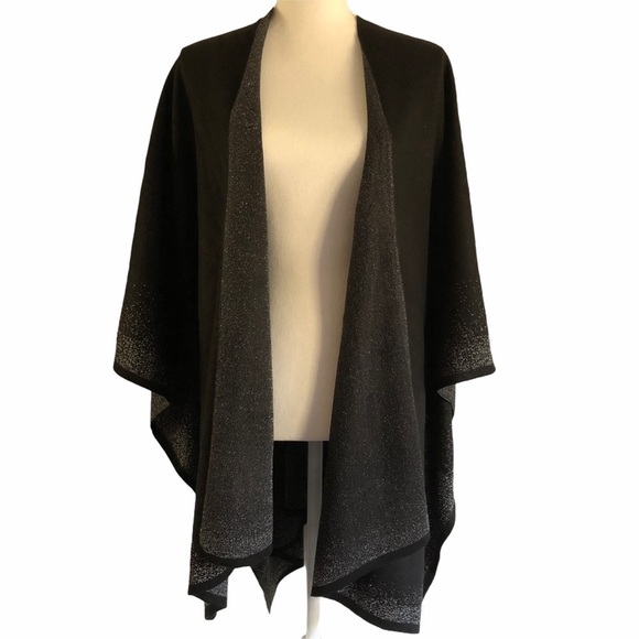 Calvin Klein Cape Black & Silver Metallic Knit One Size - Picture 8 of 15